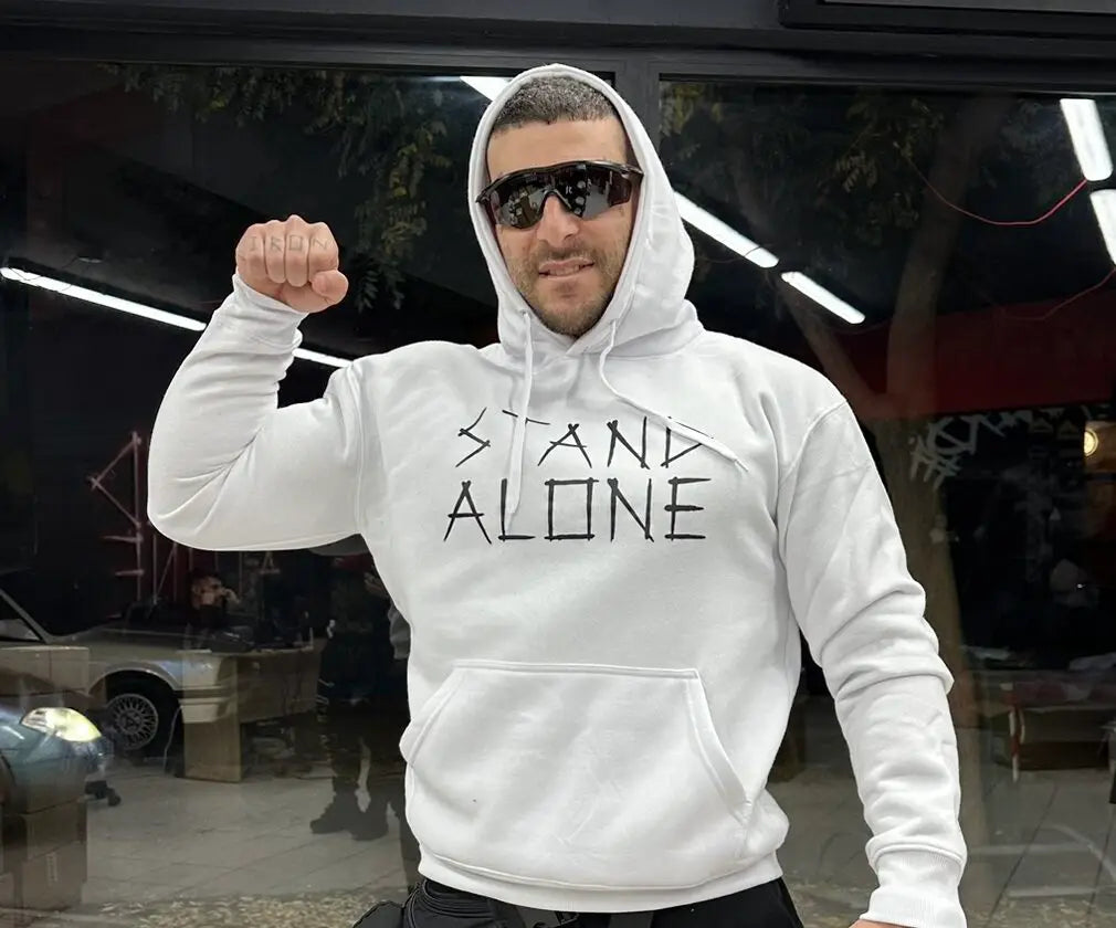 Stand Alone - Black | White Hoodie "Forge Your Own Path" - HumbleUnderdogs