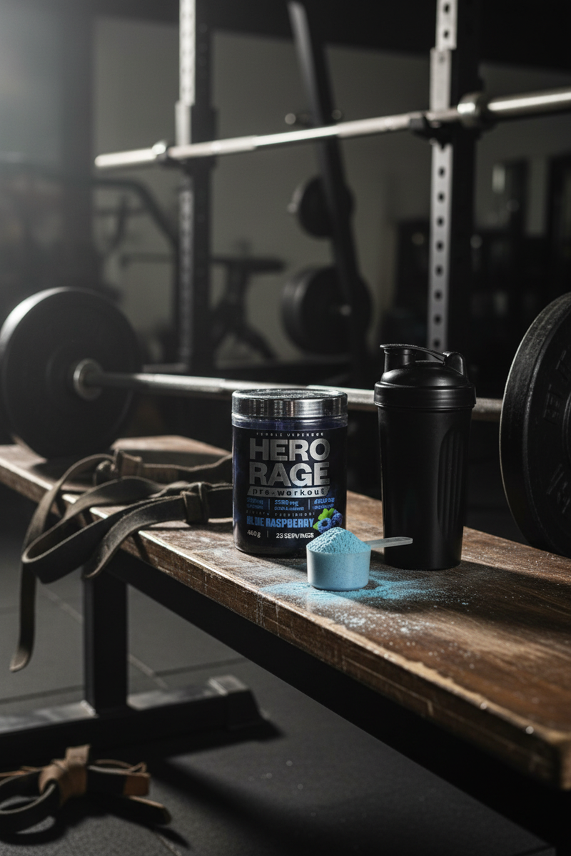 Pre Workout HERO RAGE 400g - 25 Servings | Blue Raspberry Flavour