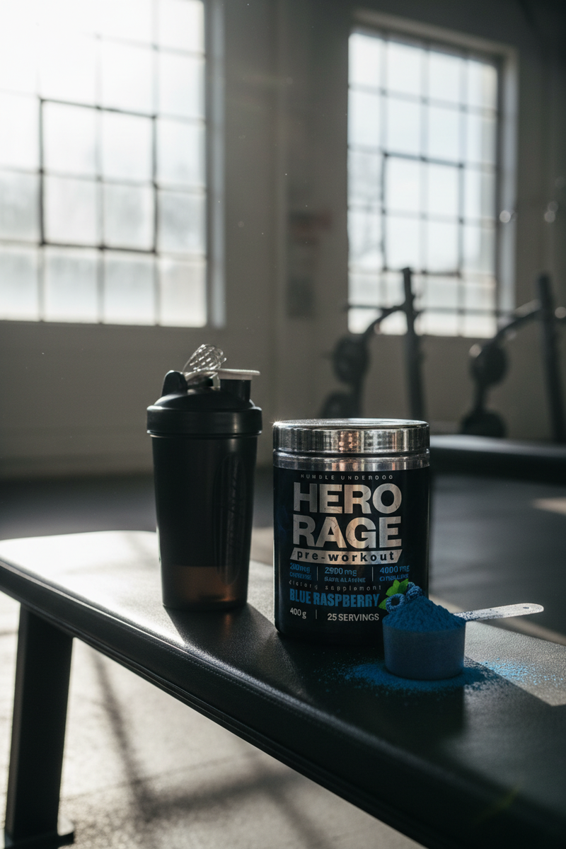 Pre Workout HERO RAGE 400g - 25 Servings | Blue Raspberry Flavour