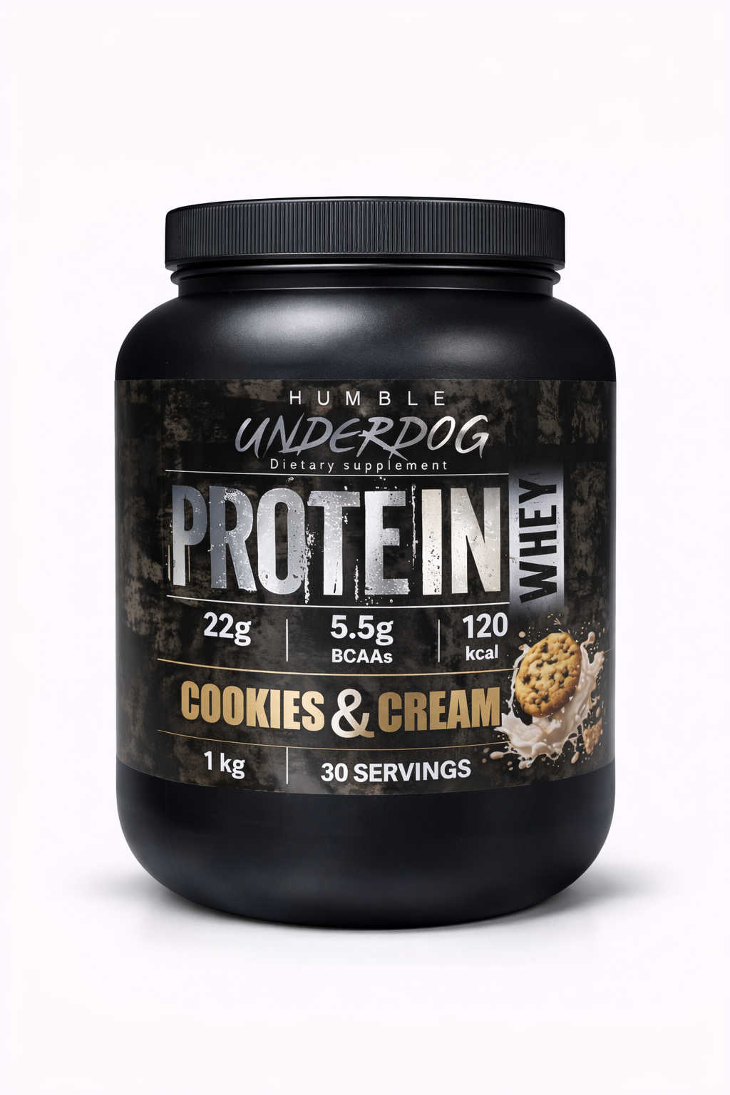 Humble Underdogs Whey Protein Cookies and Cream 1kg — 22g Protein | Ελλάδα