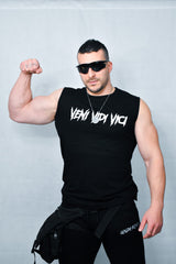 Veni Vidi Vici - Black Sleeveless "Triumph with Unyielding Spirit" - HumbleUnderdogs