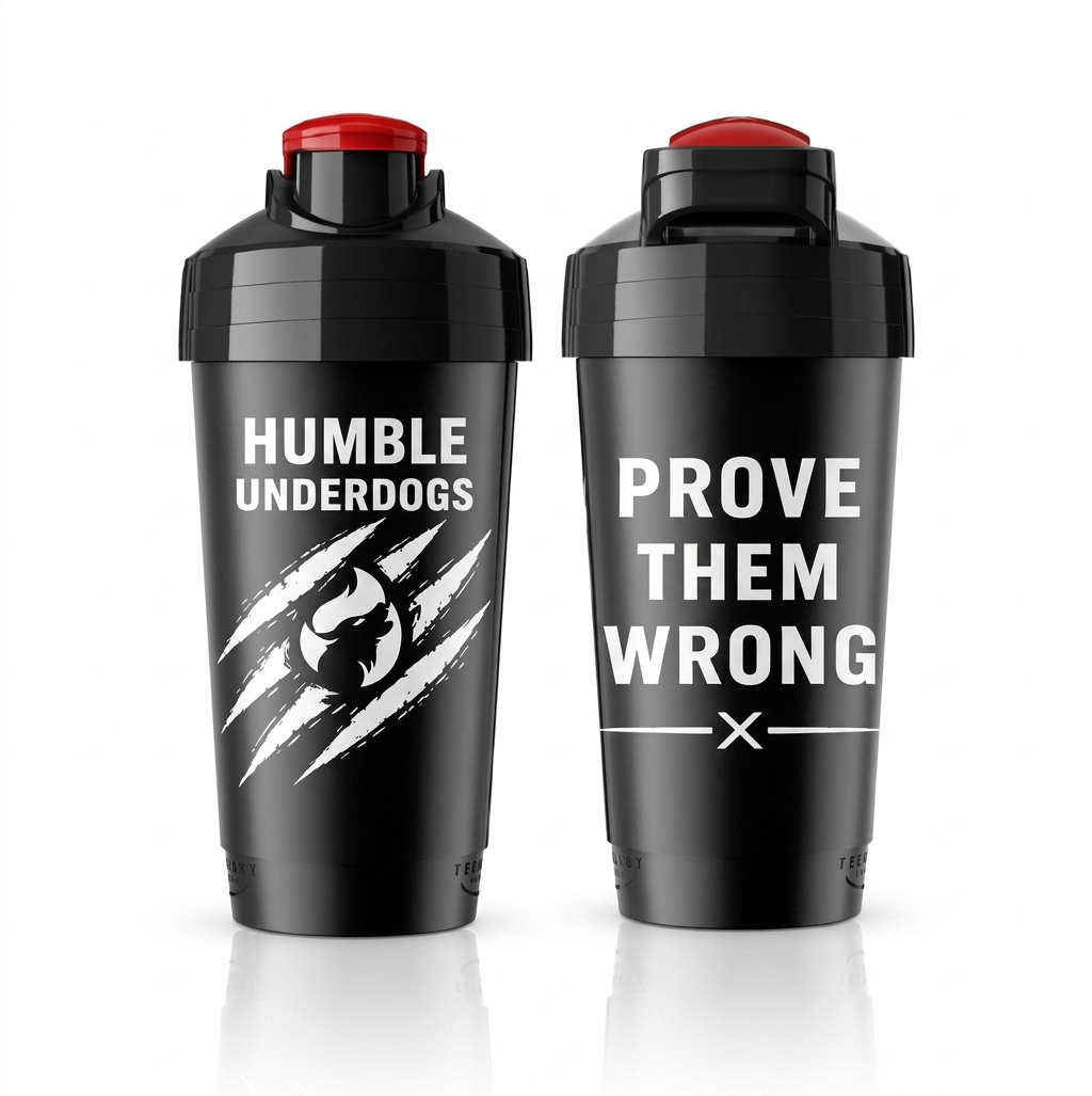 Protein Shaker Bottle 700ml | Black Plastic | BPA-Free | HumbleUnderdogs