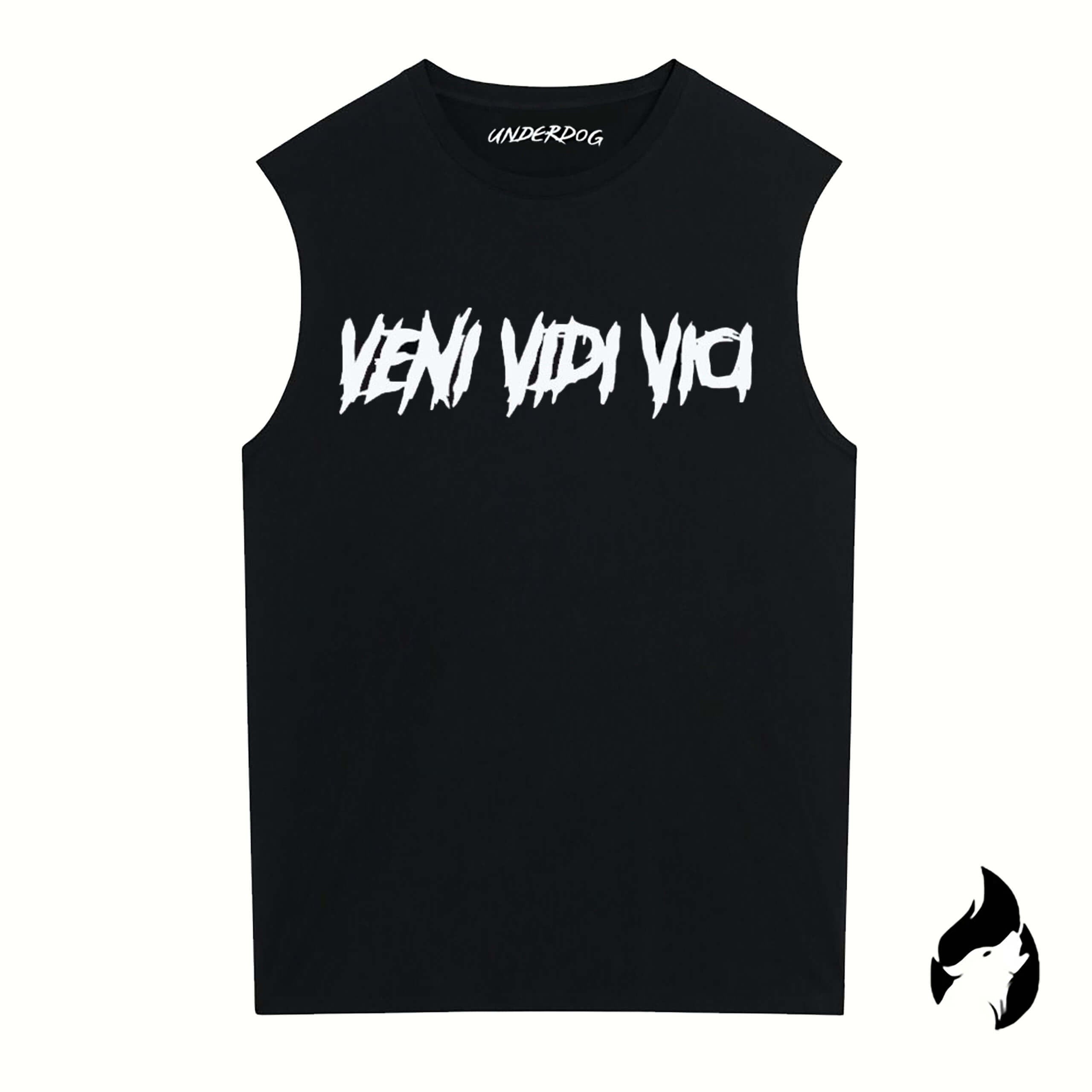 Veni Vidi Vici - Black Sleeveless "Triumph with Unyielding Spirit" - HumbleUnderdogs