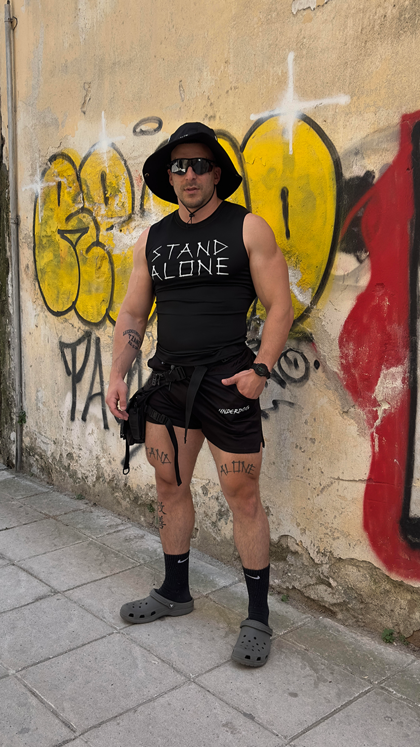 Stand Alone Compression Edition - Black | White Sleeveless
